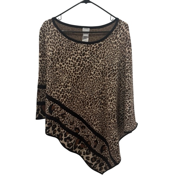 Chico's Animal Print Asymmetrical Knit Poncho Size L/XL - Picture 1 of 4